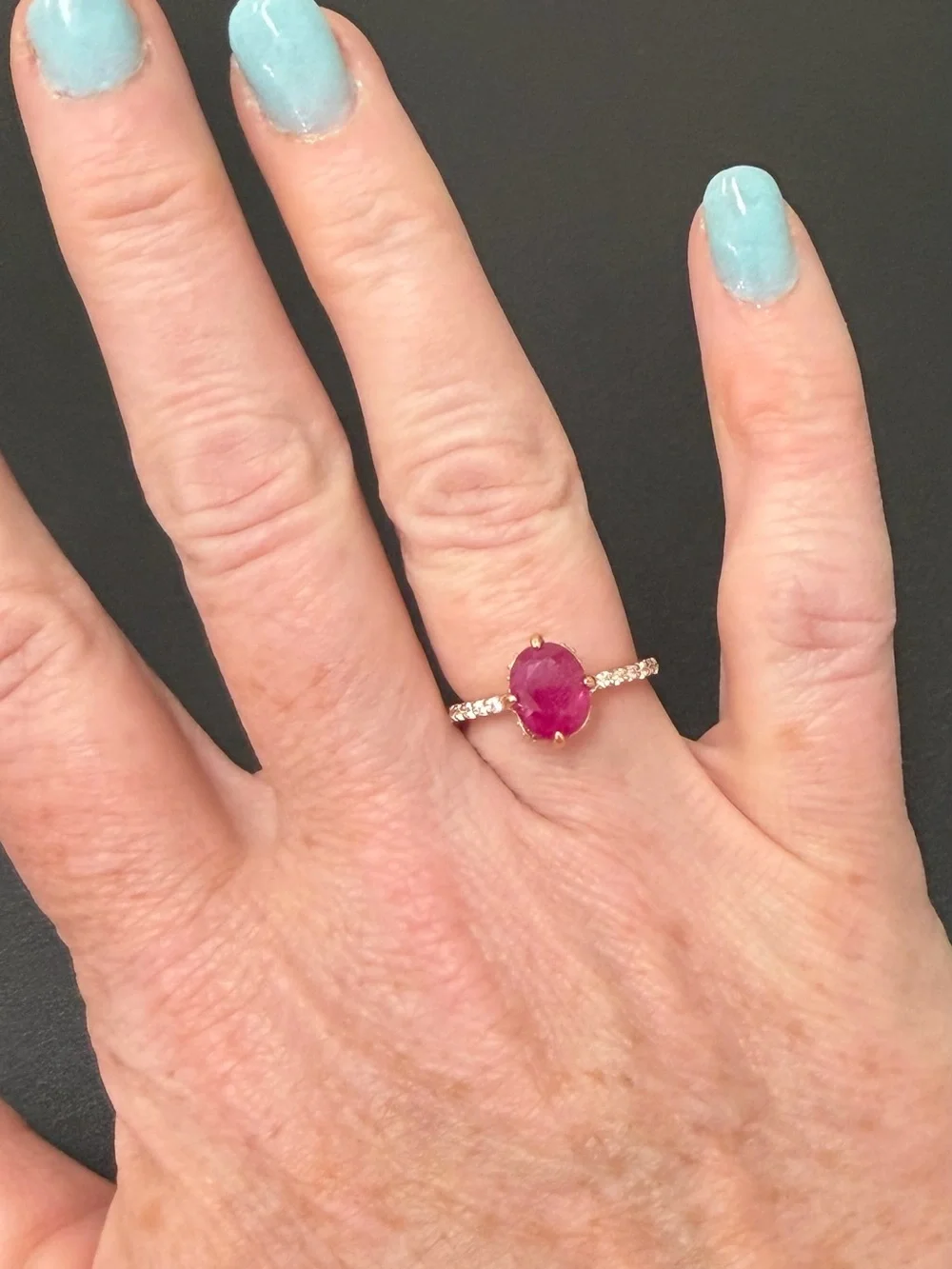 Stunning!!  2CT Natural Red Ruby with Hidden Halo Rose Gold over 925 Sterling